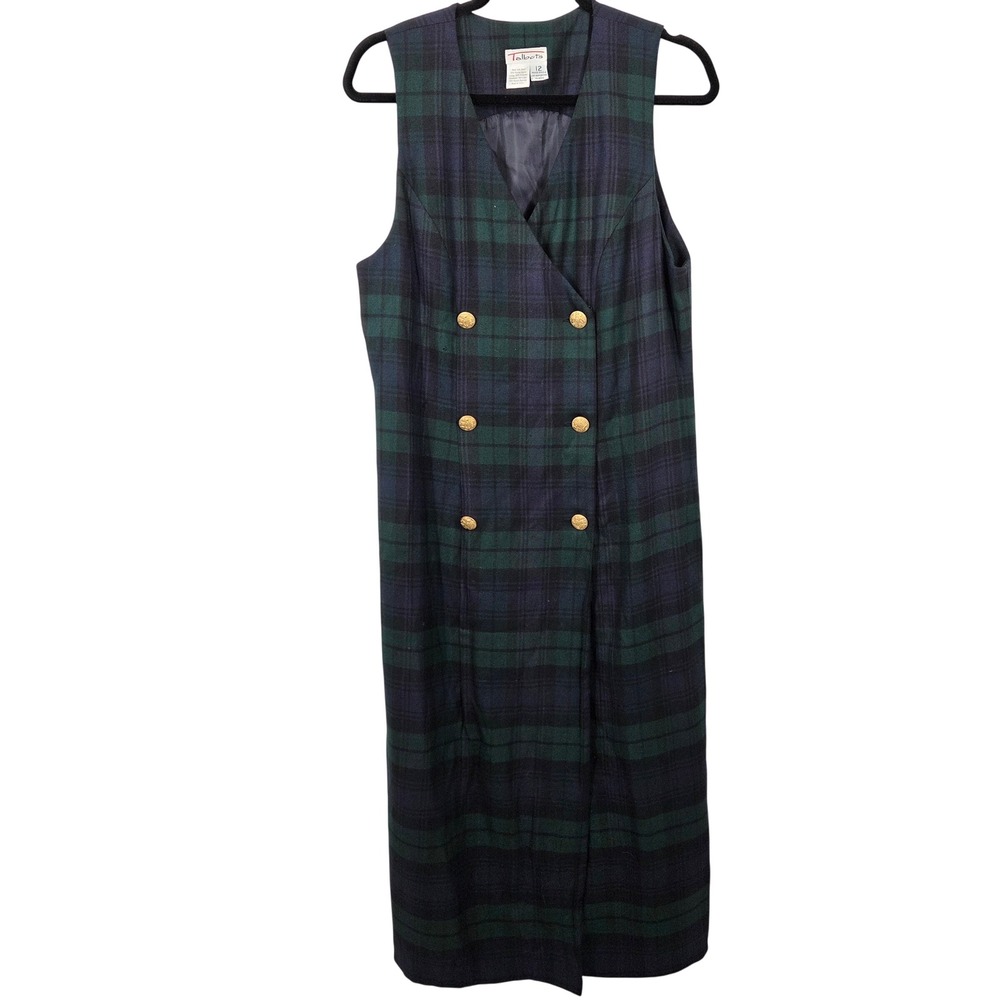 Vintage Talbots Wool Plaid Jumper Dress Size 12 Preppy Dark Academia Classic